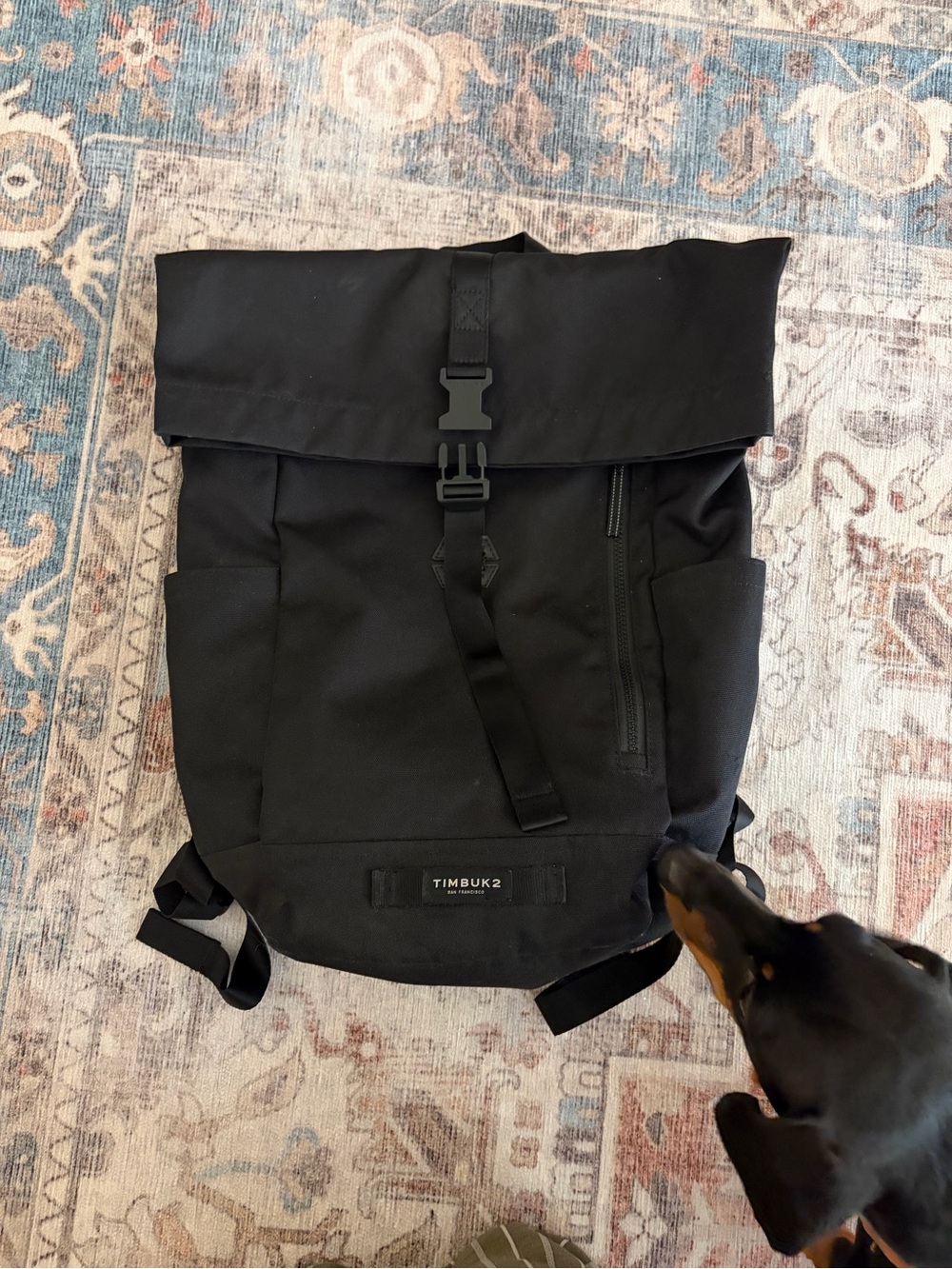 Timbuk2 Black Roll-Top Backpack with Front Zipper